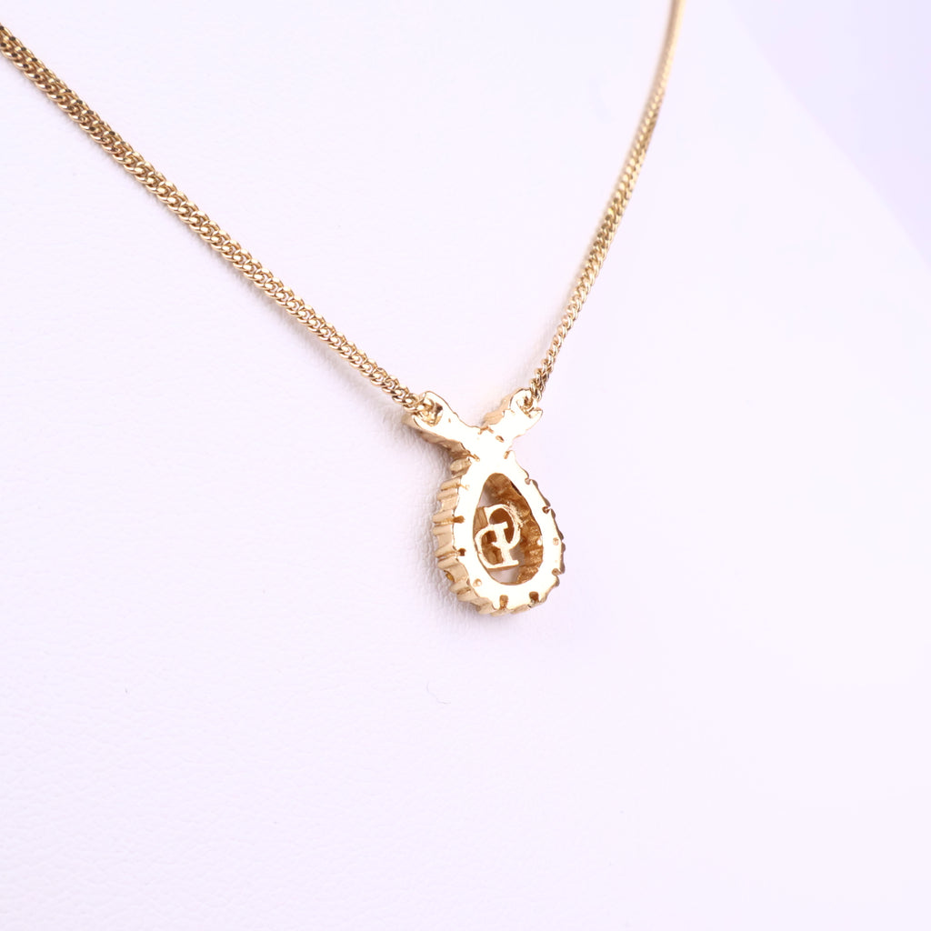 J3069 Christian Dior Necklace Dior Ribbon motif Rhinestone Gold Plated Necklace | Pre-Owned Gold Gold-plated metal, Crystal Ribbon motif