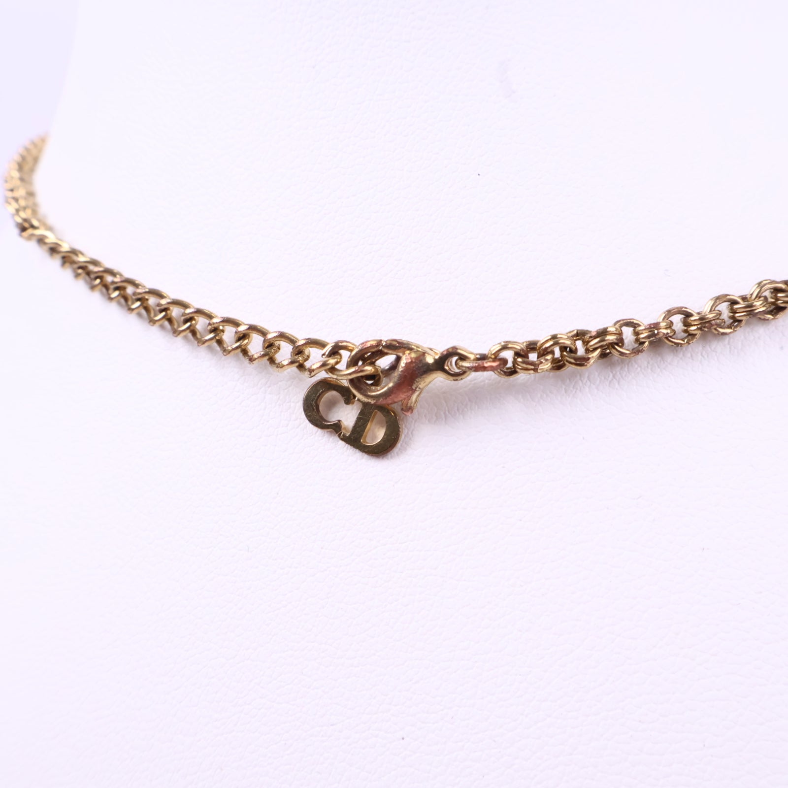 J3090 Christian Dior Necklace 20th Century Gold Plated CD Logo Crystal Pendant Necklace | Pre-Owned Gold-plated metal, Crystal Logo