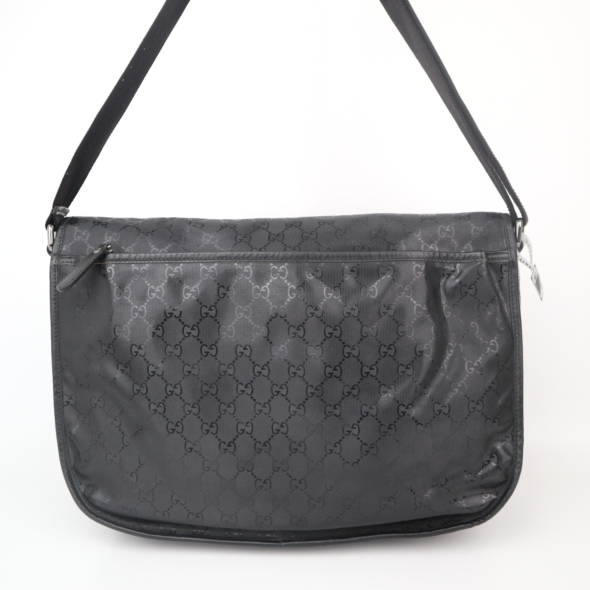 C1069 Gucci Black GG Imprime Coated Canvas Messenger Bag-Pre Owned