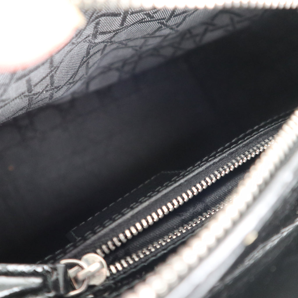 C2492 Christian Dior Top Handle Bag Patent Cannage Medium Lady Dior Bag Black | Pre-Owned Very Good Black Patent leather Cannage quilted