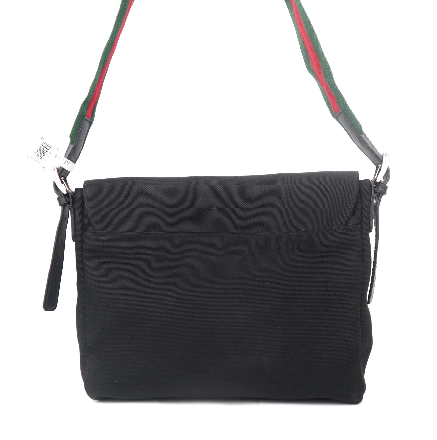C1070 Gucci Techno Canvas Web Flap Messenger In Black -Pre Owned