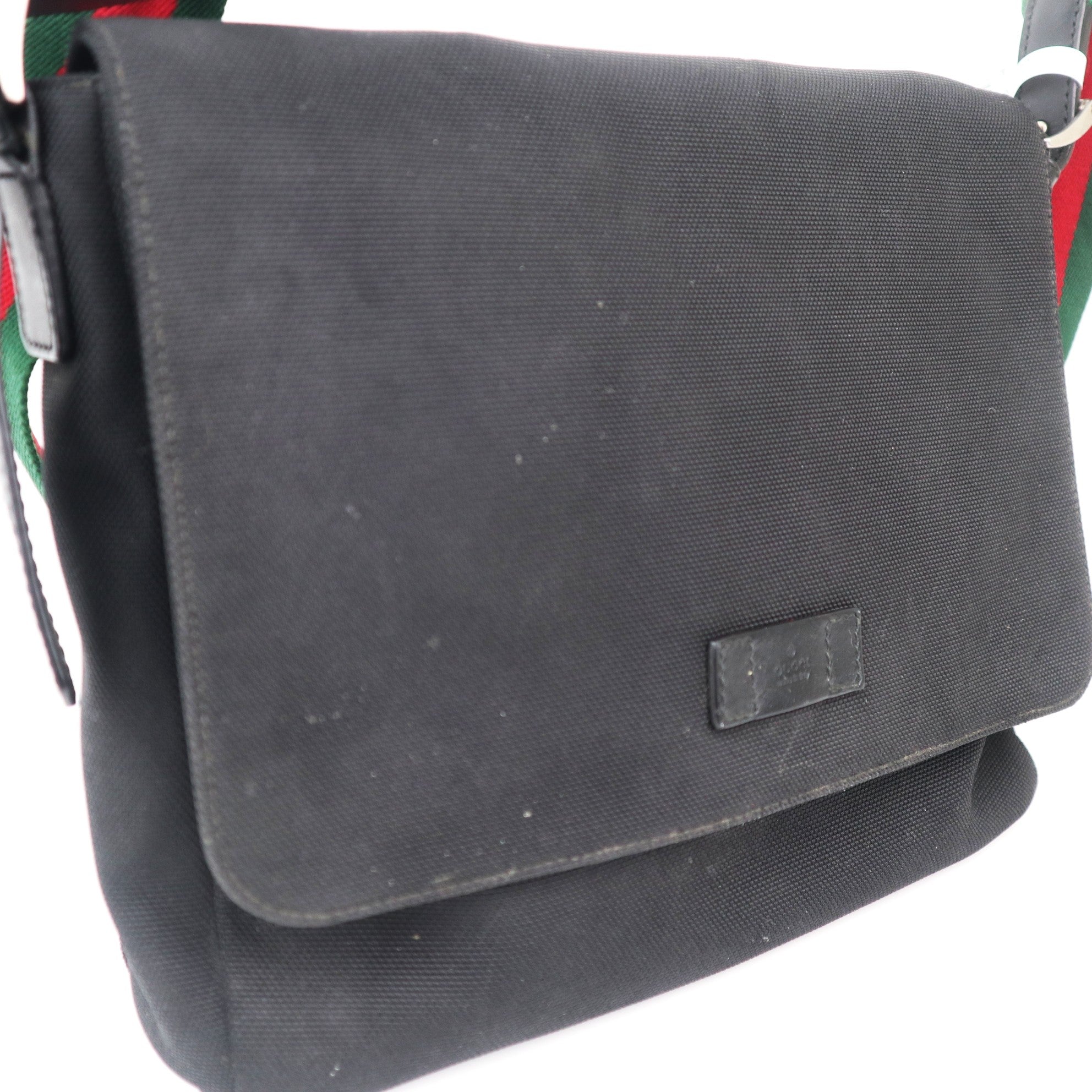 C1070 Gucci Techno Canvas Web Flap Messenger In Black -Pre Owned
