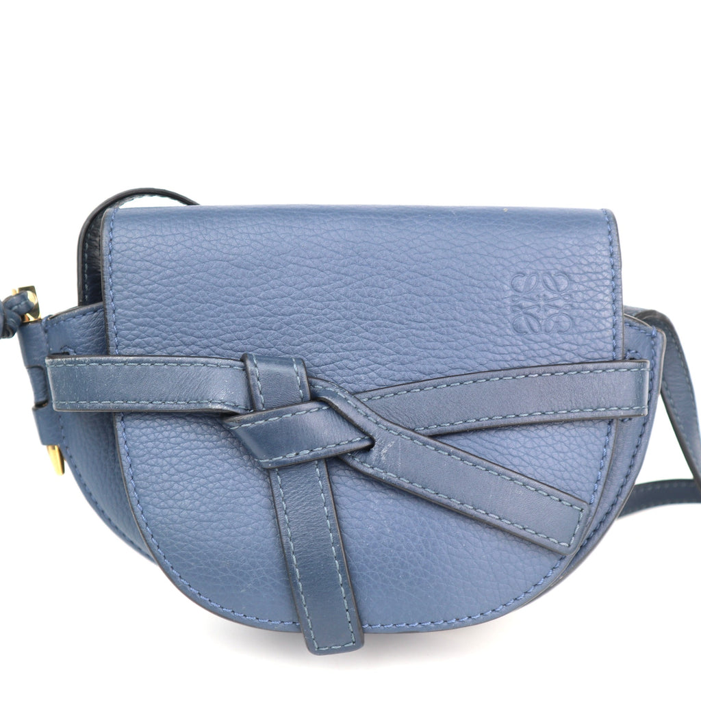 C2494 Loewe Shoulder Bag Gate Dual Mini Blue | Pre-Owned Very Good Blue Leather
