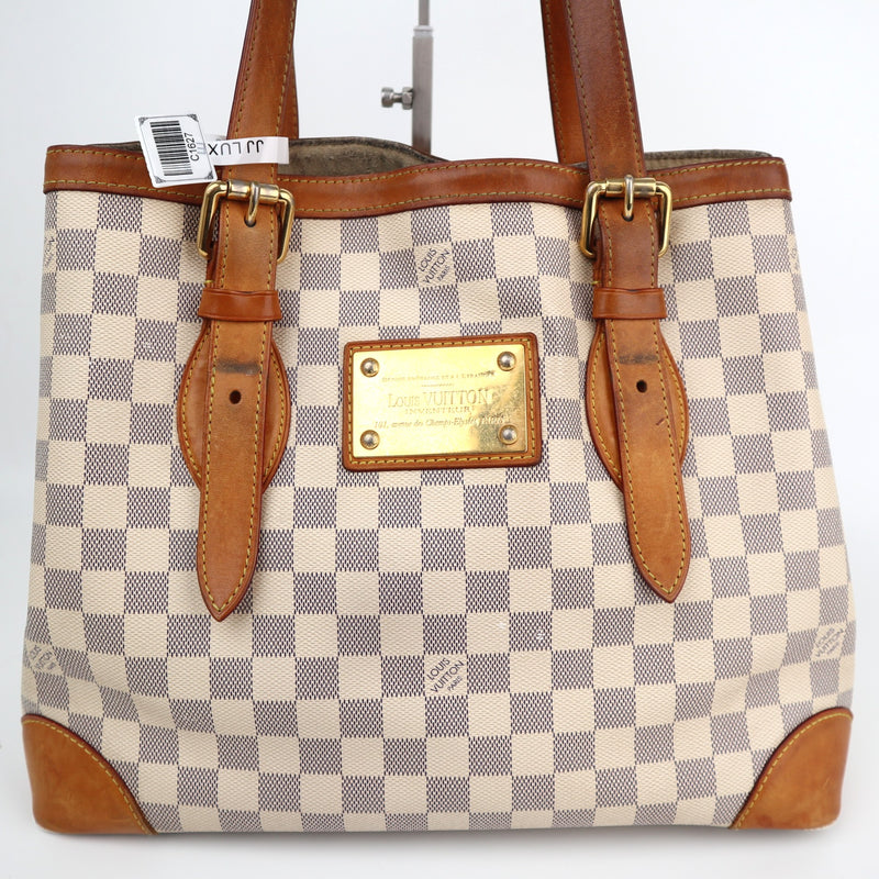 Louis Vuitton Damier Azur Hampstead MM Shoulder Bag C1627# | Pre-Owned Good Cream / Blue Damier Azur Canvas