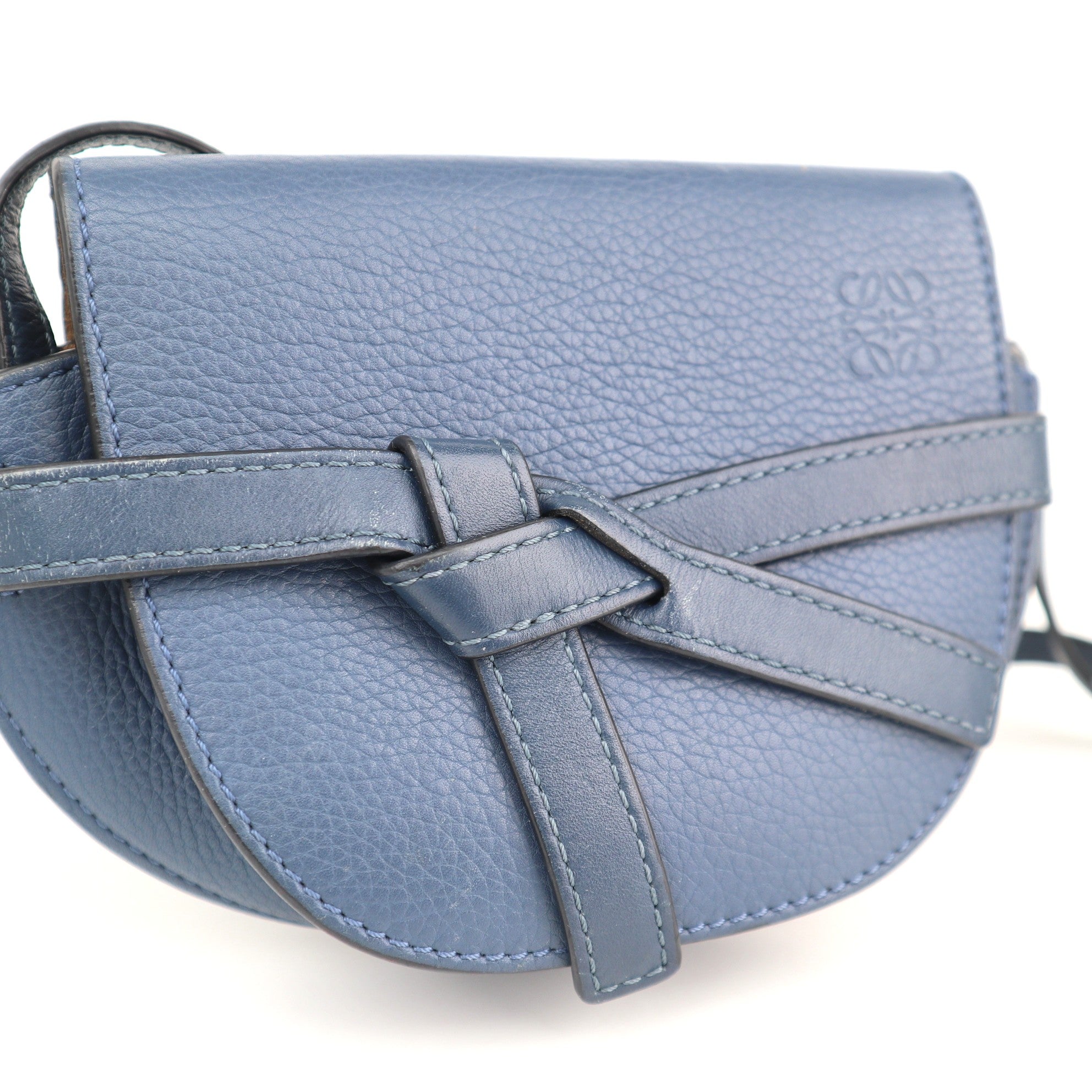 C2494 Loewe Shoulder Bag Gate Dual Mini Blue | Pre-Owned Very Good Blue Leather