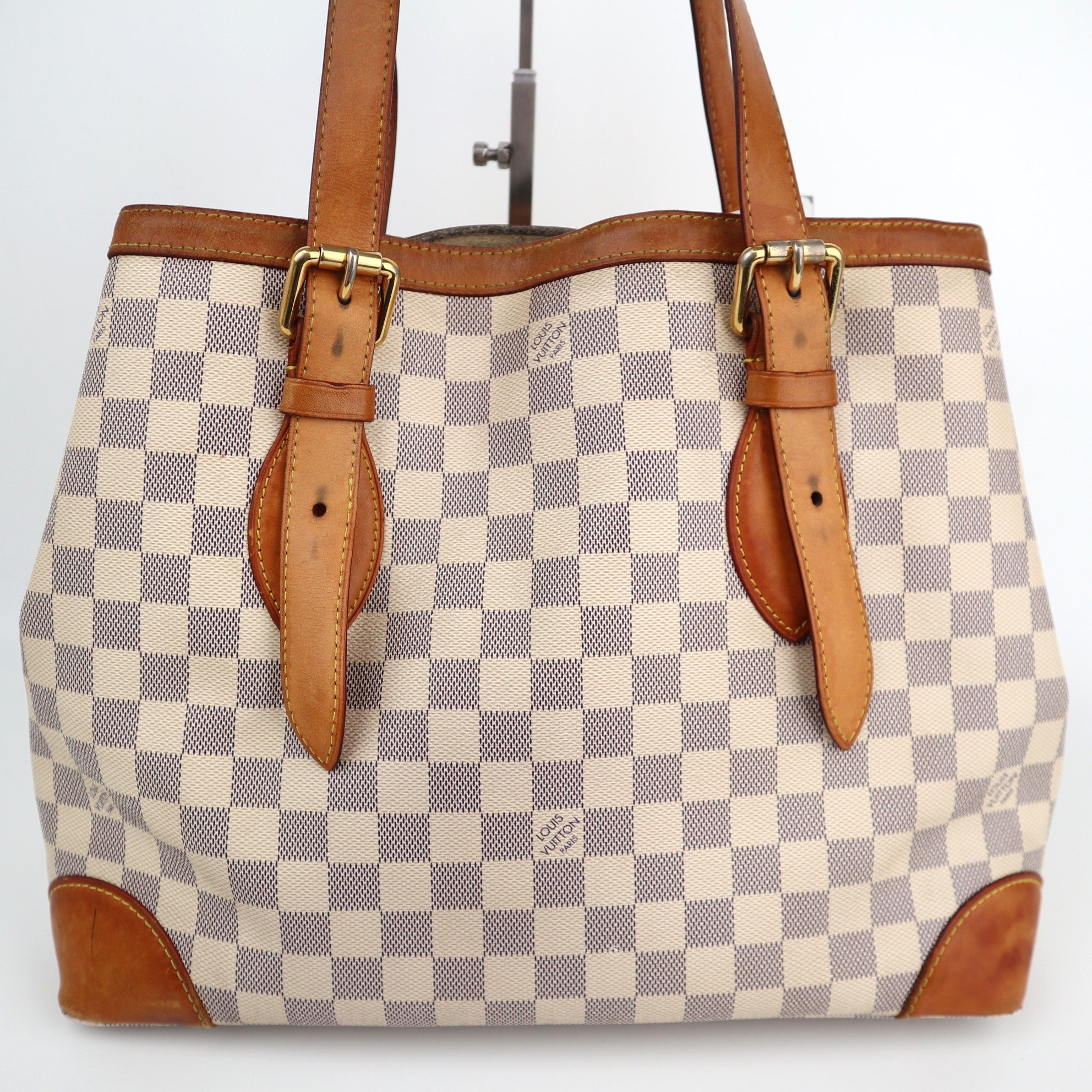 Louis Vuitton Damier Azur Hampstead MM Shoulder Bag C1627 | Pre-Owned Good Cream / Blue Damier Azur Canvas