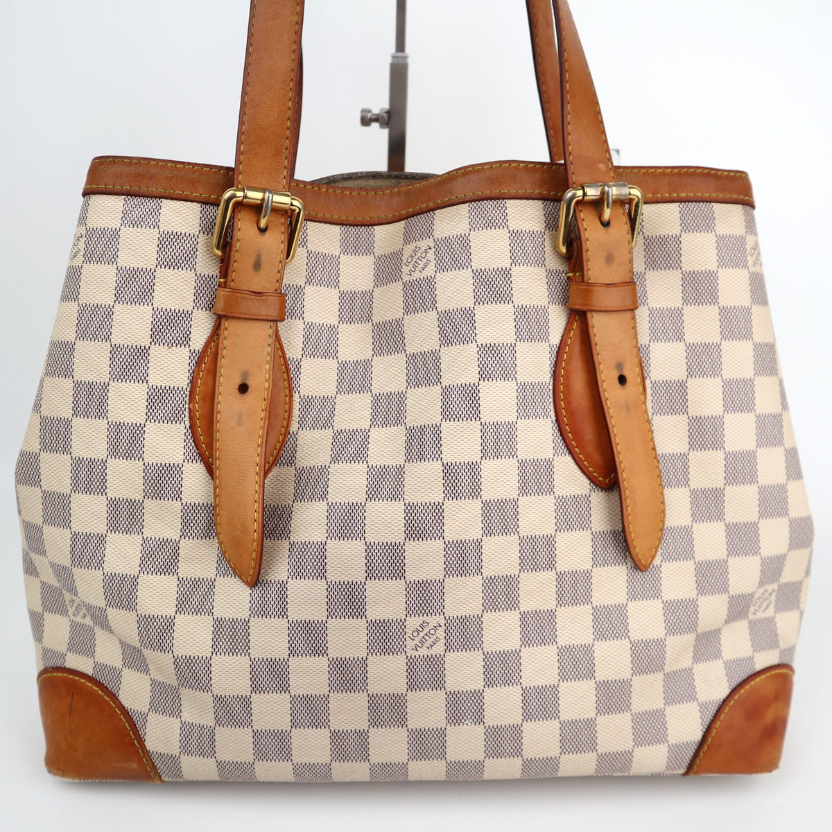 Louis Vuitton Damier Azur Hampstead MM Shoulder Bag C1627# | Pre-Owned Good Cream / Blue Damier Azur Canvas