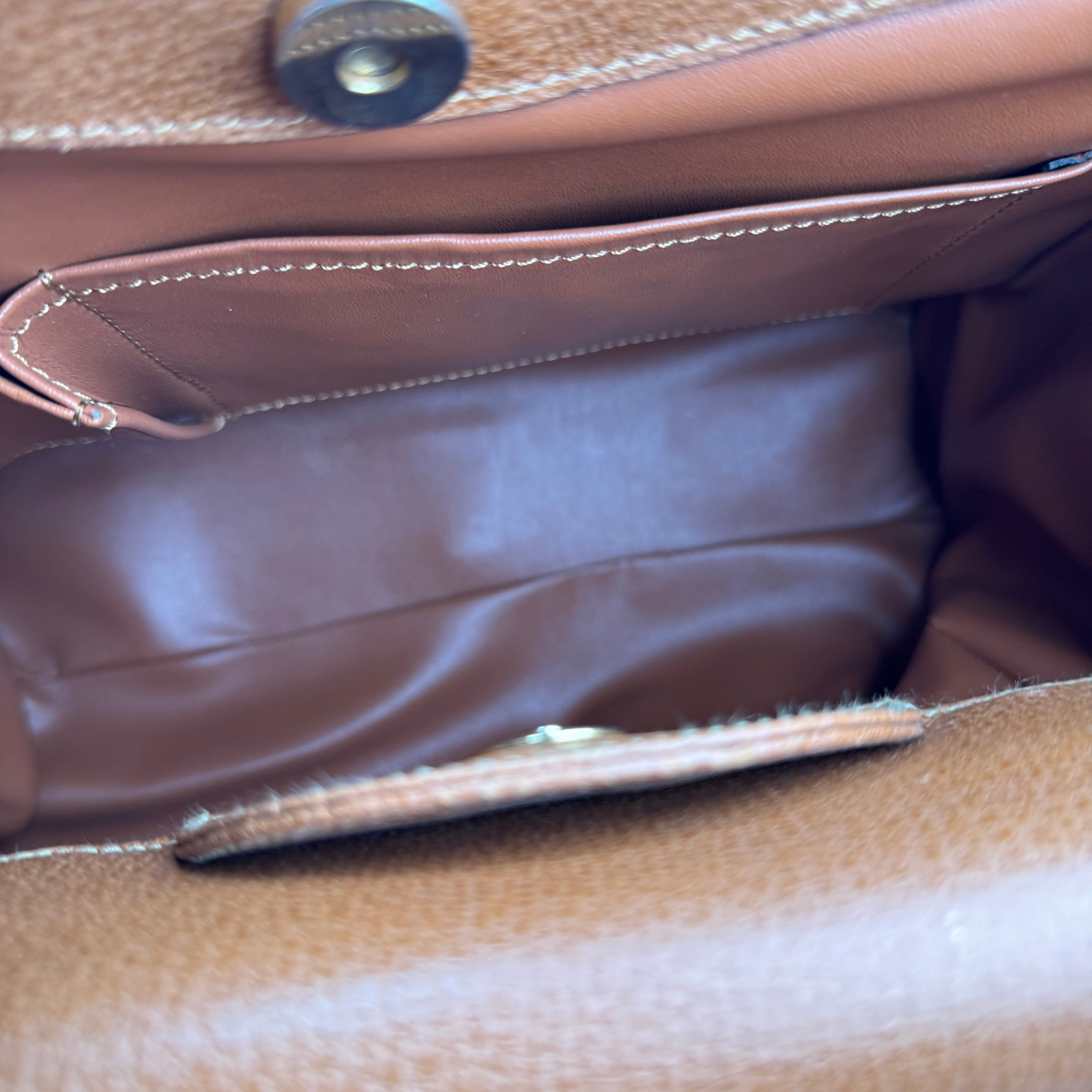 J1419 Gucci Bamboo Leather Tote Bag Brown Pony style- Pre Owned