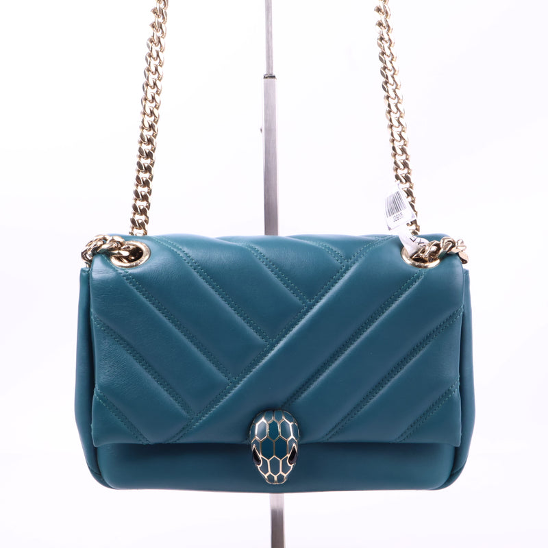 J2935 Bulgari Crossbody Bag Serpenti Cabochon Maxi Chain Mini | Pre-Owned Leather Plain