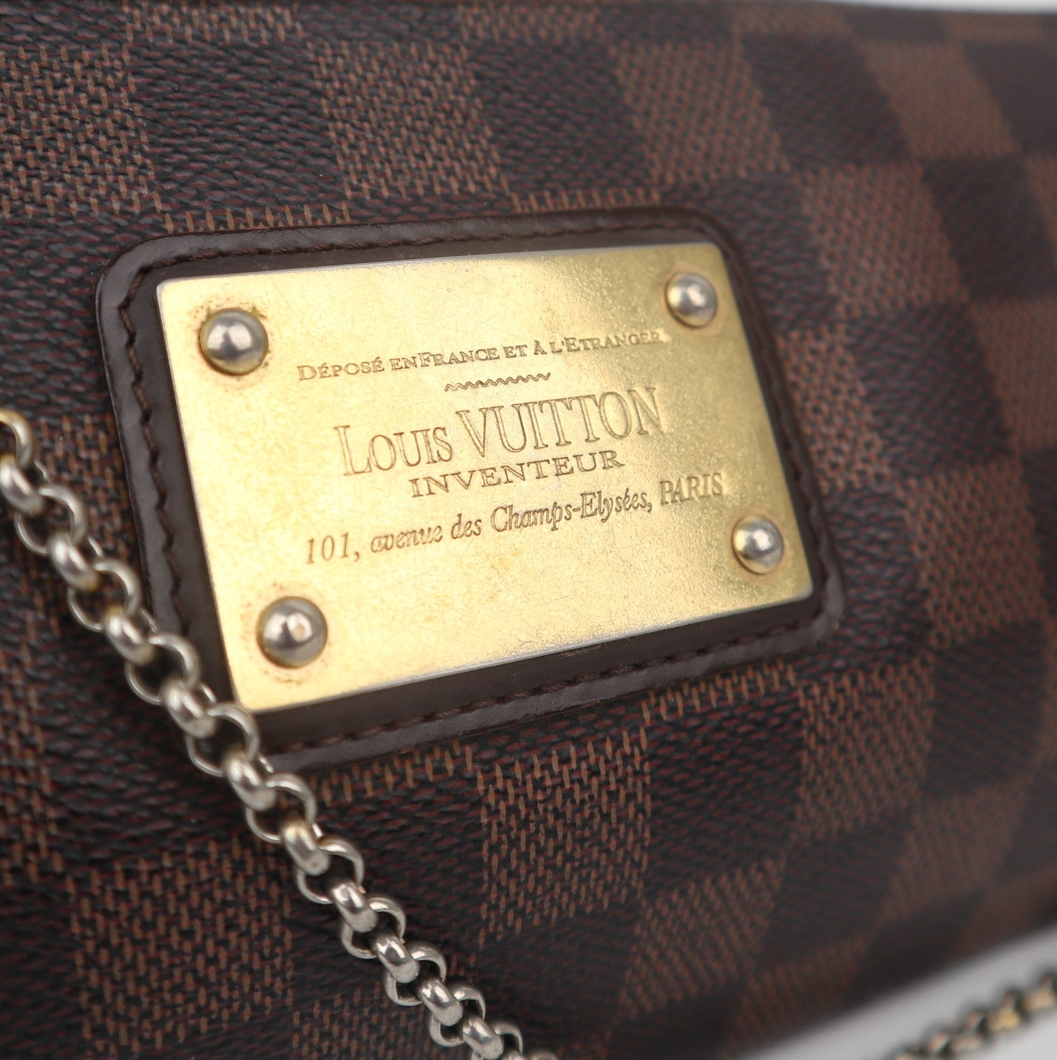 C1075 Louis Vuitton Damier Ebene Canvas Eva Pochette-Pre Owned