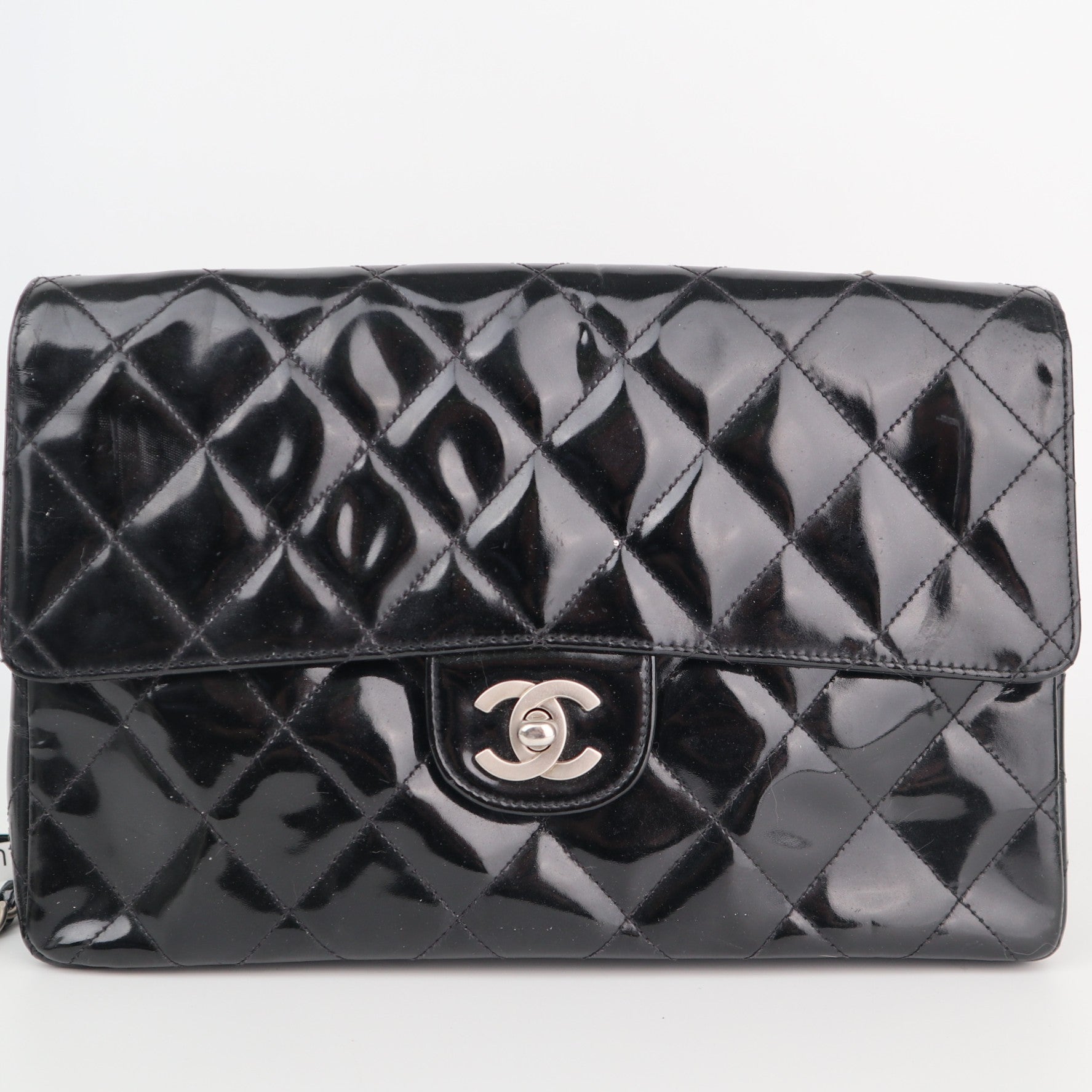 Chanel Black Quilted Patent Leather Coco Shine Flap Bag Shoulder Bag C1635 | Pre-Owned Very Good Black Quilted Leather, Patent leather