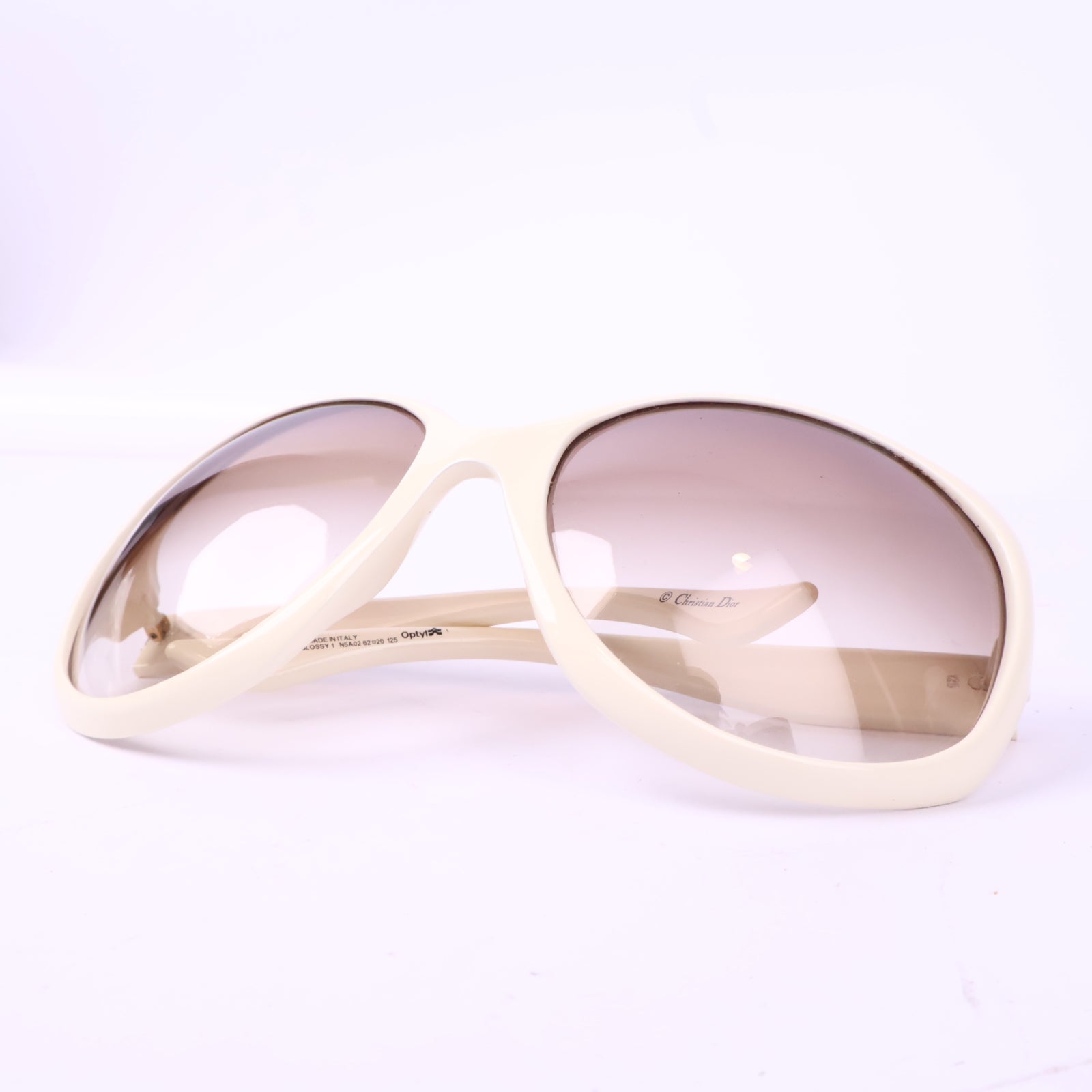 J2971 Christian Dior Sunglasses Dior White Oversized Sunglassess | Pre-Owned White Acetate / Metal