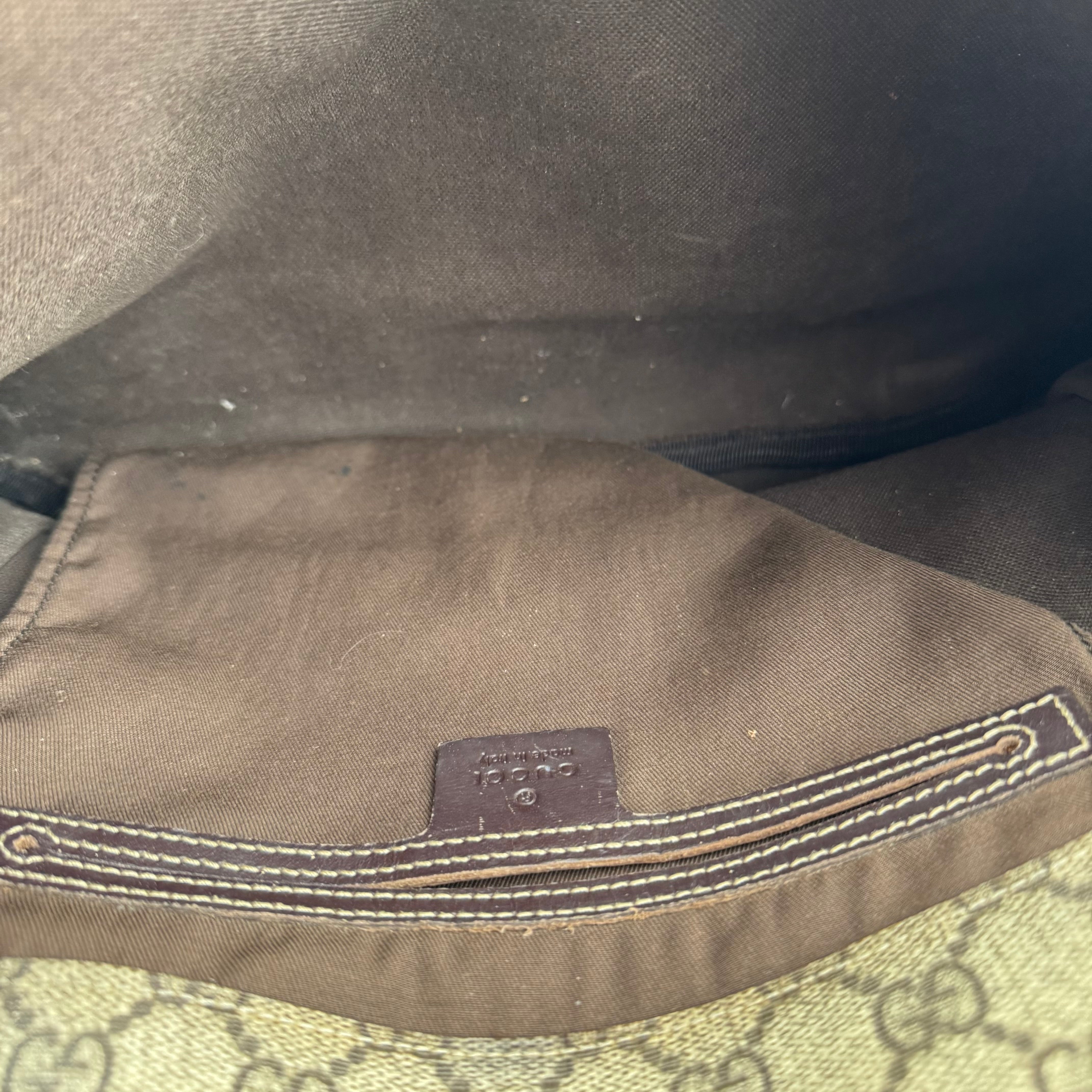 J1378 Gucci GG Supreme Shoulder Bag Brown Beige Cloth- Pre Owned