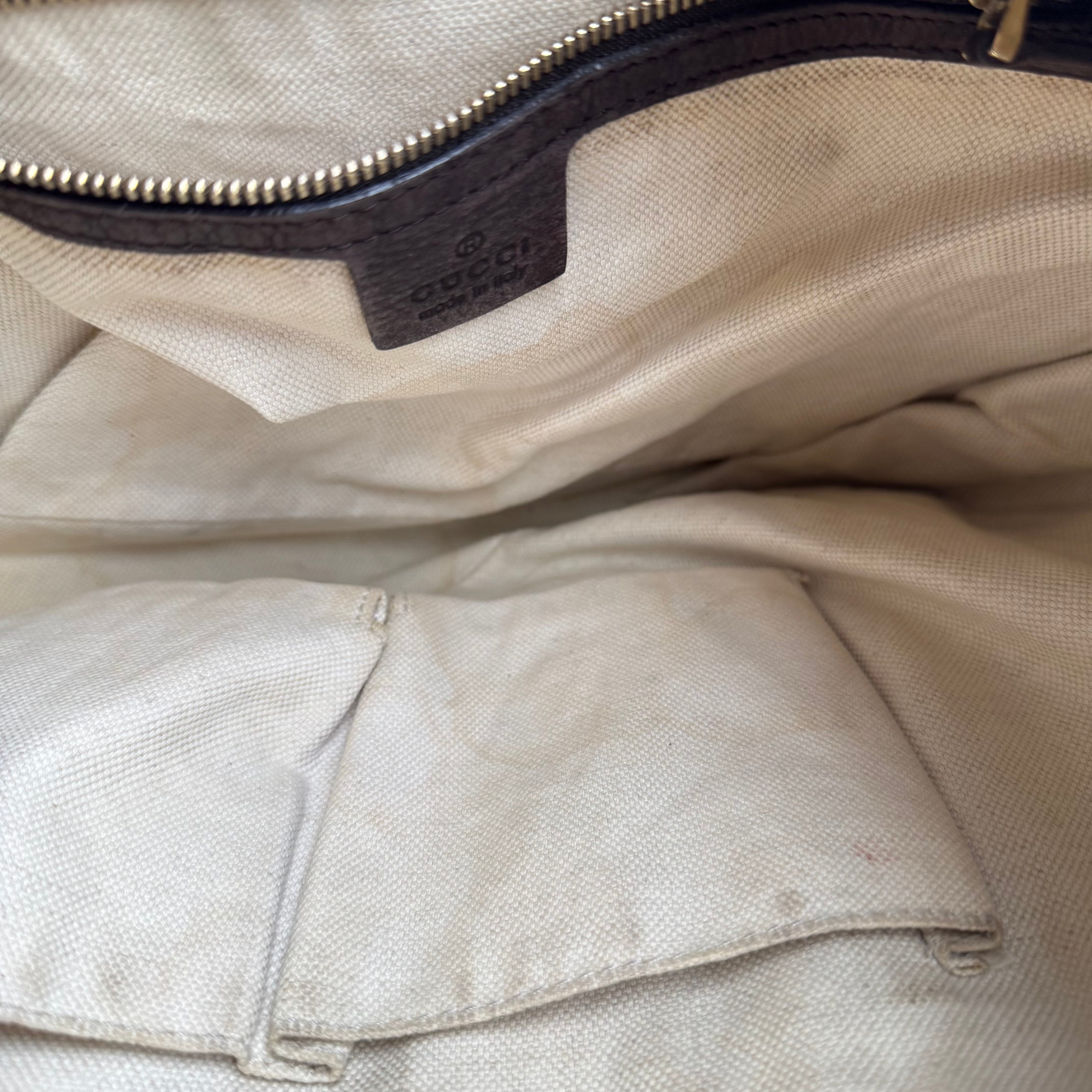 J1353 Gucci Beige/Brown GG Canvas Jackie Shoulder Bag- Pre Owned