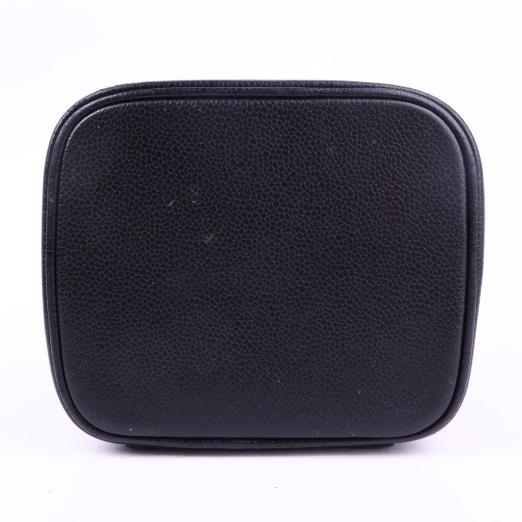 J2855 Chanel Top Handle Bag Vanity Case in Black Grained Leather | Pre-Owned Black Leather