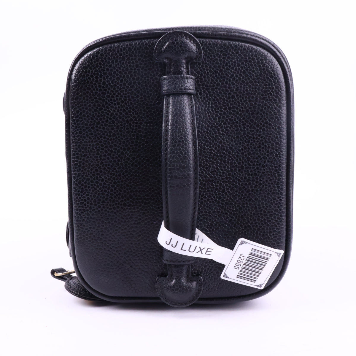 J2855 Chanel Top Handle Bag Vanity Case in Black Grained Leather | Pre-Owned Black Leather