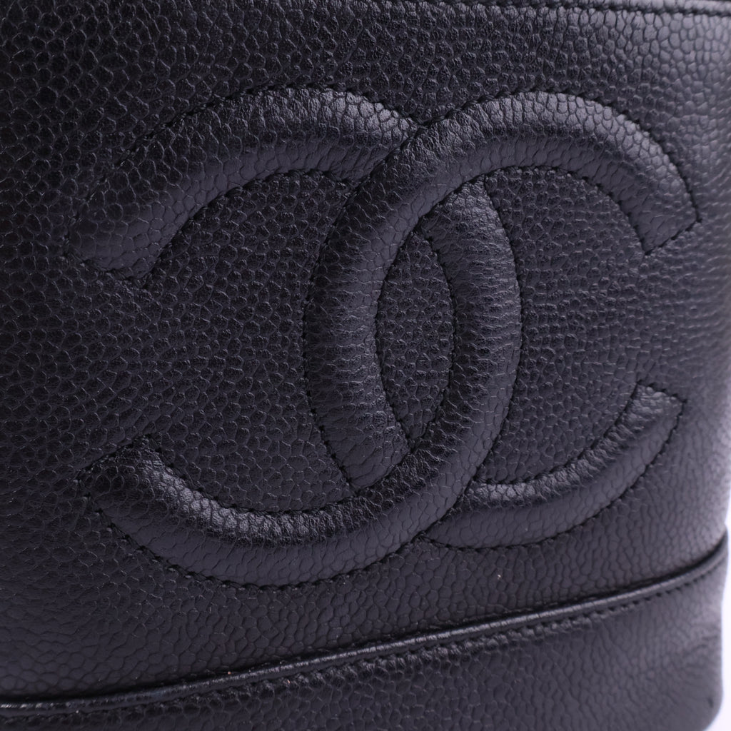 J2855 Chanel Top Handle Bag Vanity Case in Black Grained Leather | Pre-Owned Black Leather
