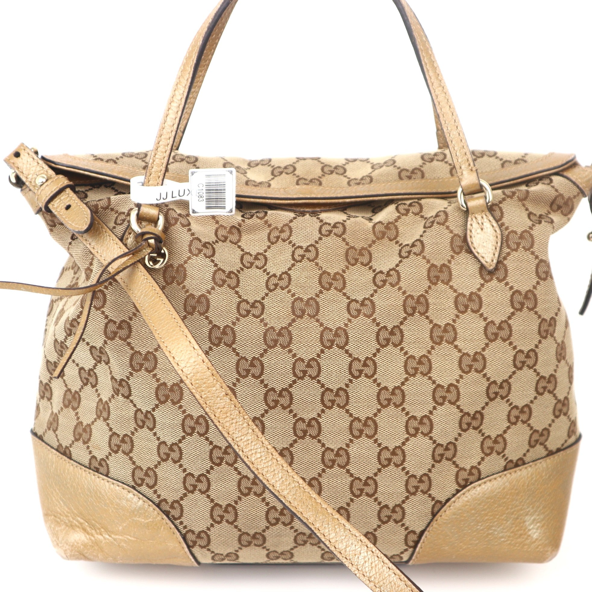 C1083 Gucci GG Canvas Bree Brown Handle Bags-Pre Owned