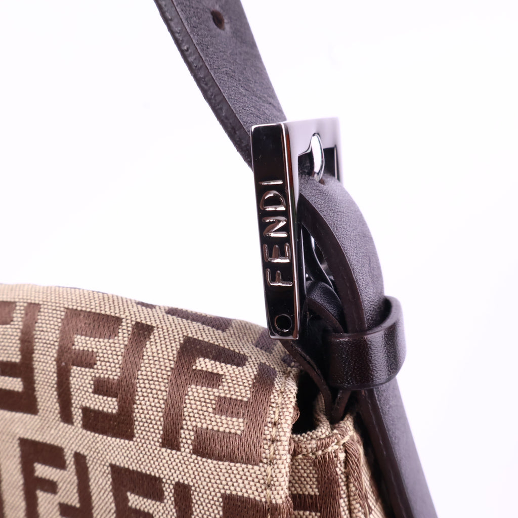 J2844 Fendi Shoulder Bag Brown Zucca Cancas Mamma Baguette handbag | Pre-Owned Brown Canvas FF Monogram