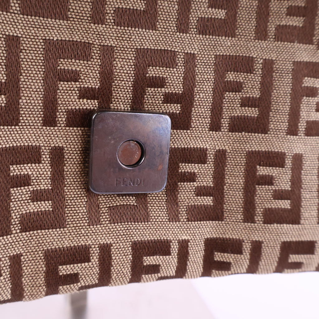 J2844 Fendi Shoulder Bag Brown Zucca Cancas Mamma Baguette handbag | Pre-Owned Brown Canvas FF Monogram