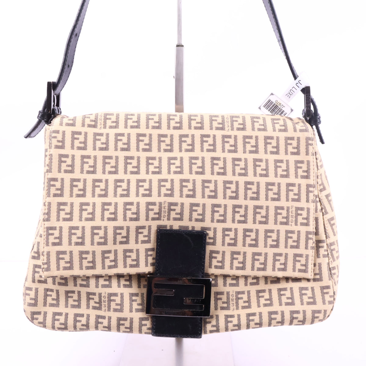 J2970 Fendi Shoulder Bag Borsa Mamma Bauguette Zuccino Canvas Beigo Shoulder Bag | Pre-Owned Brown Zuccino Canvas