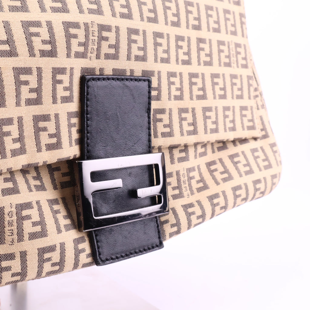 J2970 Fendi Shoulder Bag Borsa Mamma Bauguette Zuccino Canvas Beigo Shoulder Bag | Pre-Owned Brown Zuccino Canvas