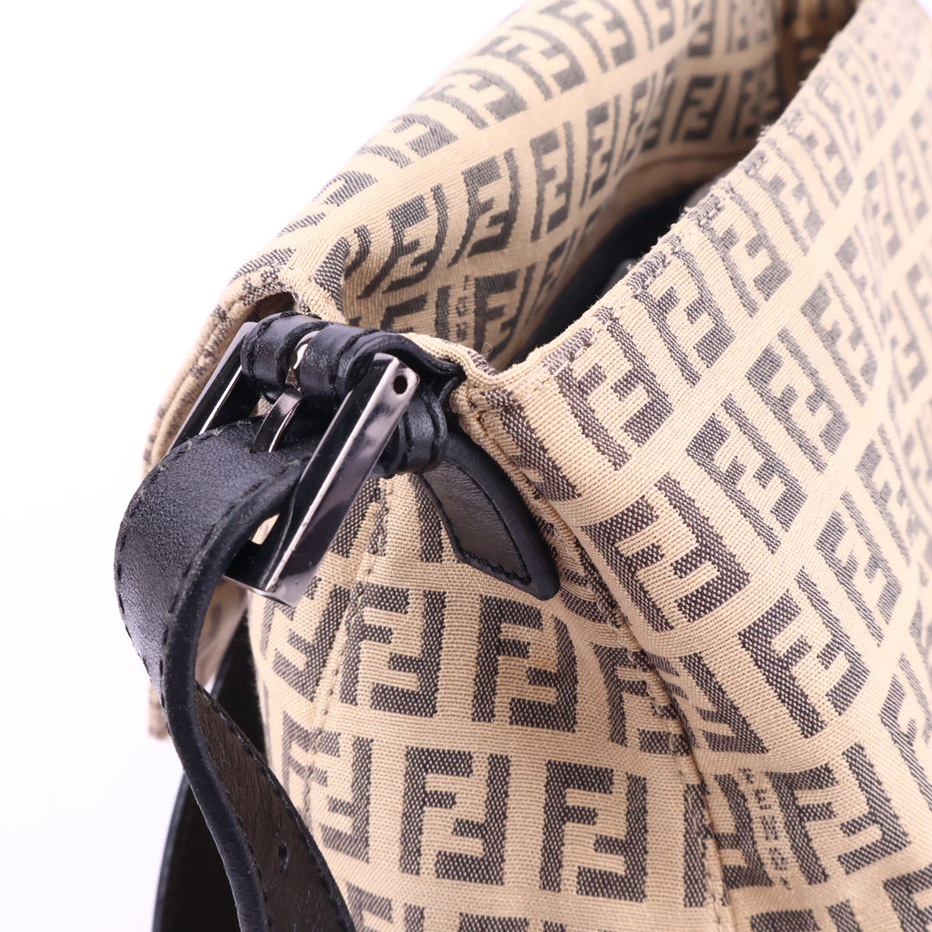 J2970 Fendi Shoulder Bag Borsa Mamma Bauguette Zuccino Canvas Beigo Shoulder Bag | Pre-Owned Brown Zuccino Canvas