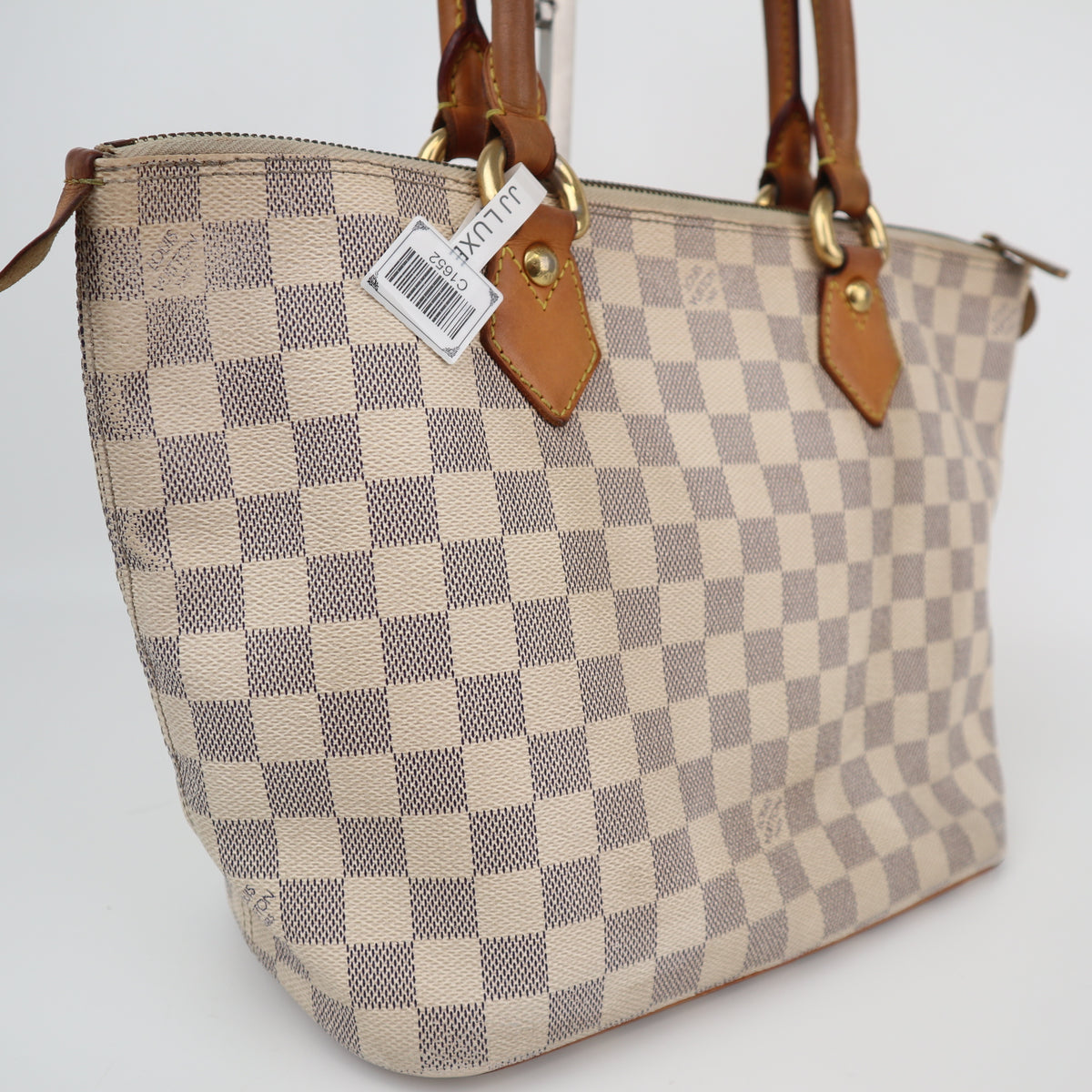 Louis Vuitton Damier Azur Saleya PM Shoulder Bag C1652 | Pre-Owned Very Good Brown Damier Canvas