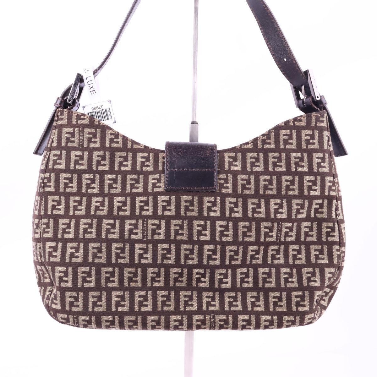 J2968 Fendi Shoulder Bag Zuccino Canvas Crossisant Hobo Baguette | Pre-Owned Brown Zuccino Canvas