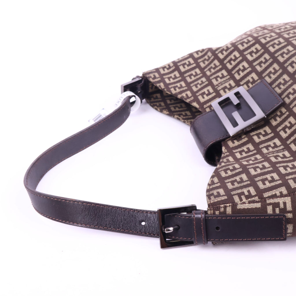 J2968 Fendi Shoulder Bag Zuccino Canvas Crossisant Hobo Baguette | Pre-Owned Brown Zuccino Canvas