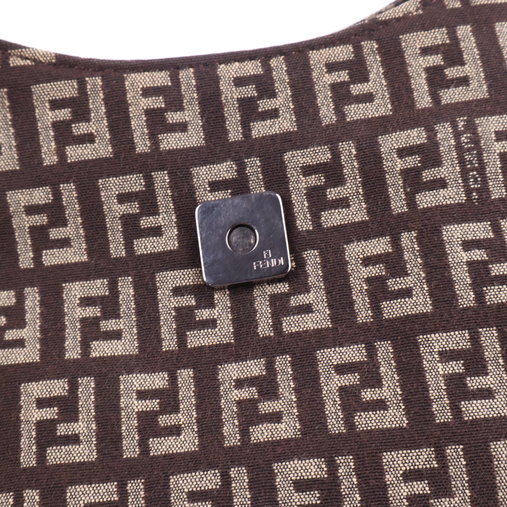 J2968 Fendi Shoulder Bag Zuccino Canvas Crossisant Hobo Baguette | Pre-Owned Brown Zuccino Canvas