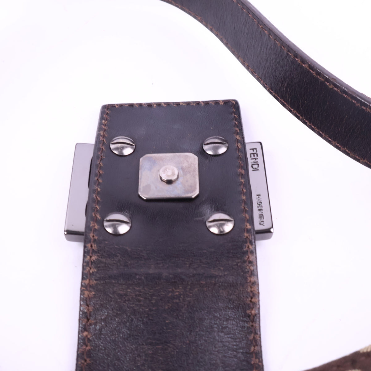 J2968 Fendi Shoulder Bag Zuccino Canvas Crossisant Hobo Baguette | Pre-Owned Brown Zuccino Canvas