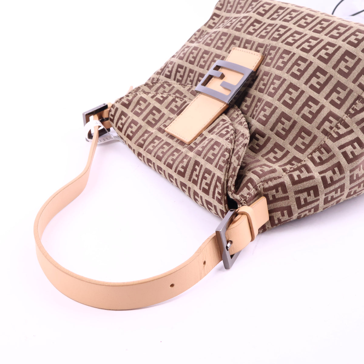 J2944 Fendi Shoulder Bag Zucchino Cnavas FF Double Flap Shoulder Bag | Pre-Owned Brown Canvas FF Monogram