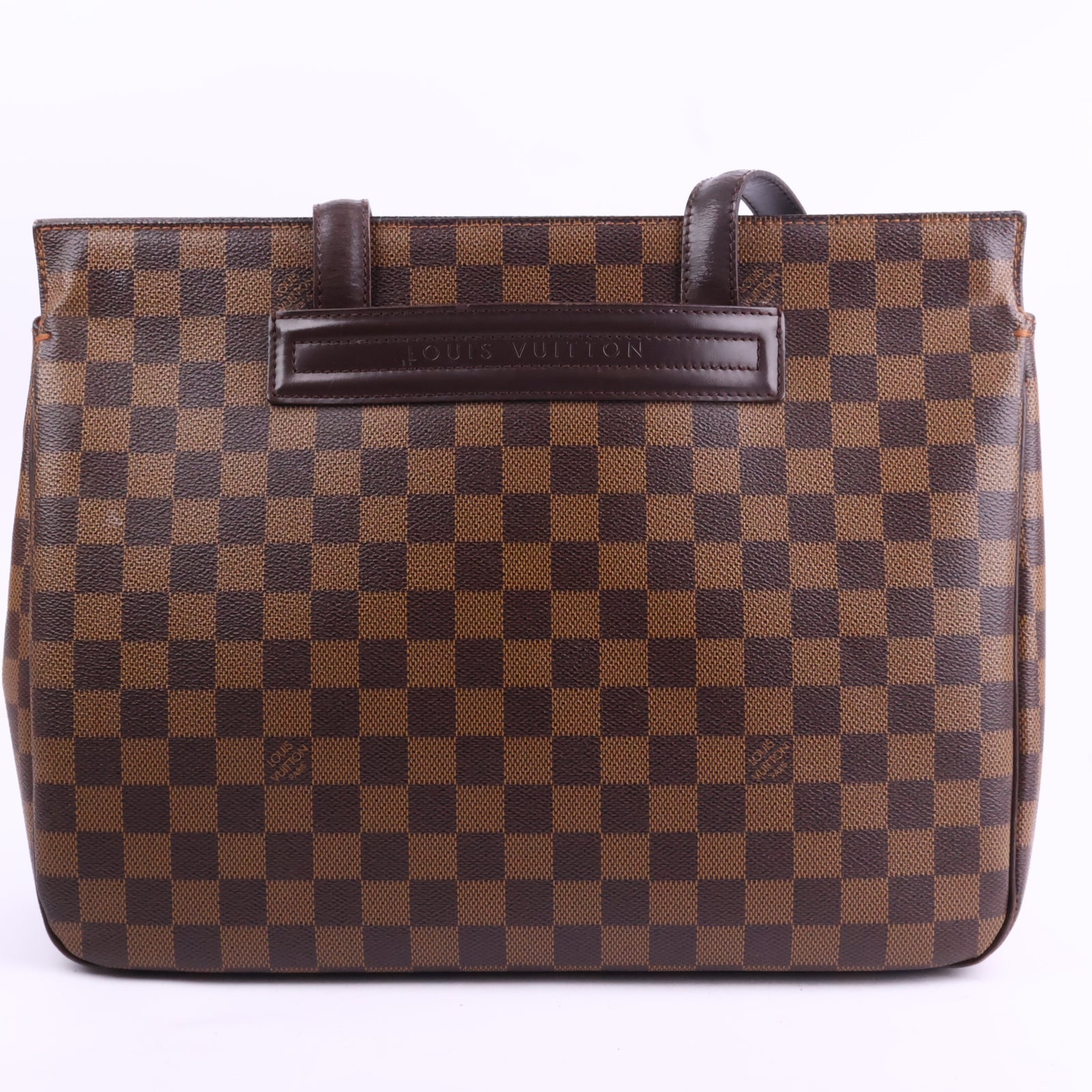J2915 Louis Vuitton Tote Bag Damier Ebene Parioli PM | Pre-Owned Brown Damier Ebene Coated Canvas; Leather