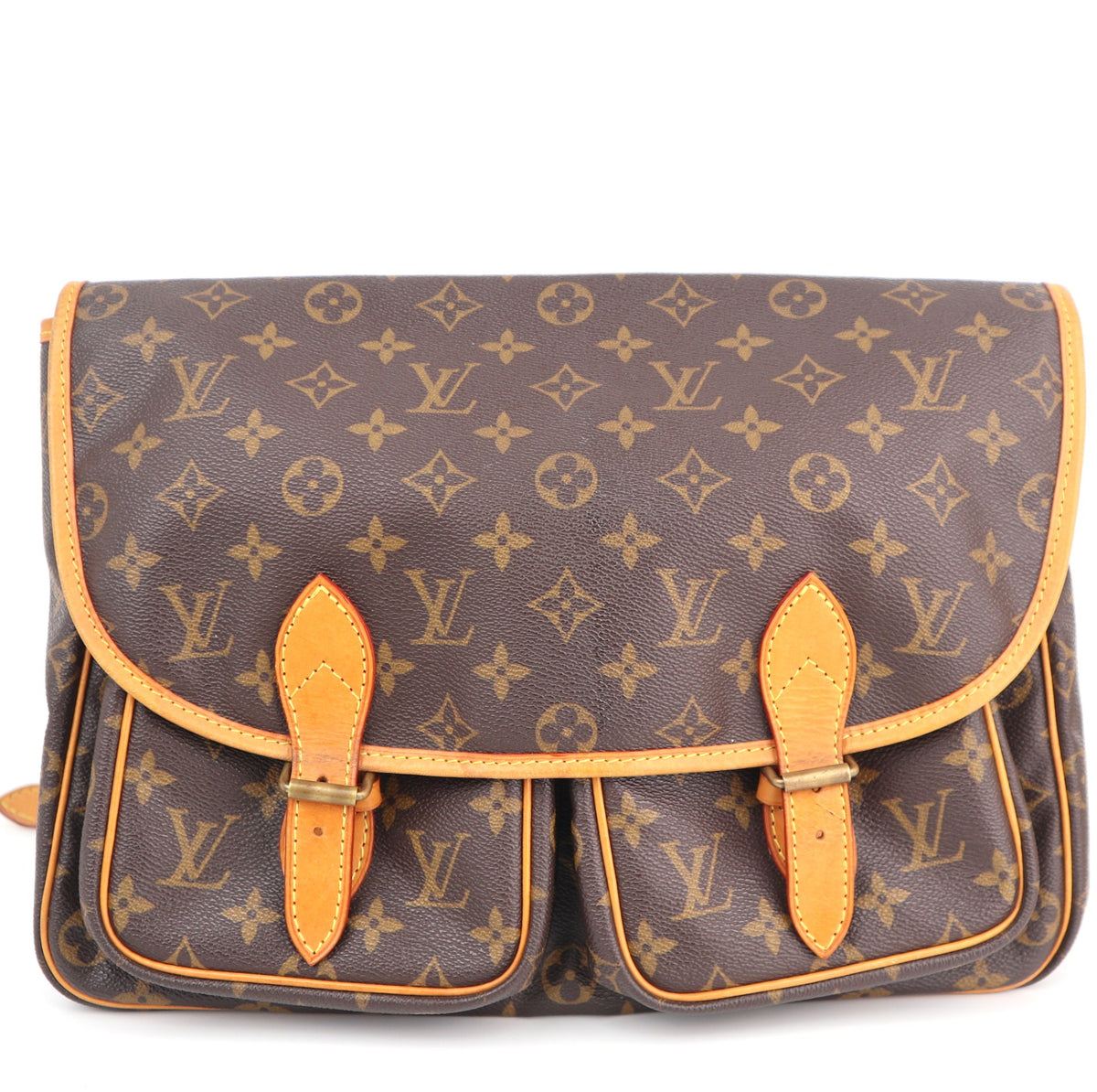 C2522R Louis Vuitton Crossbody Bag Monogram Sac Gibecière MM | Pre-Owned Very Good Brown Monogram Coated Canvas
