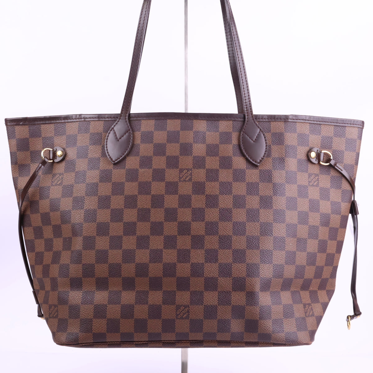 J2922 Louis Vuitton Shoulder Bag Damier Ebene Neverfull MM | Pre-Owned Brown Damier Ebene Coated Canvas; Leather