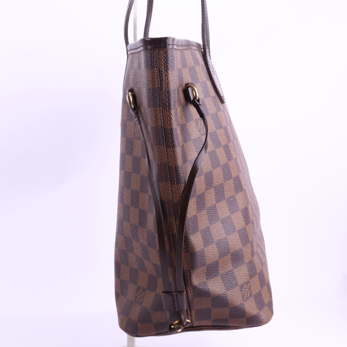 J2922 Louis Vuitton Shoulder Bag Damier Ebene Neverfull MM | Pre-Owned Brown Damier Ebene Coated Canvas; Leather