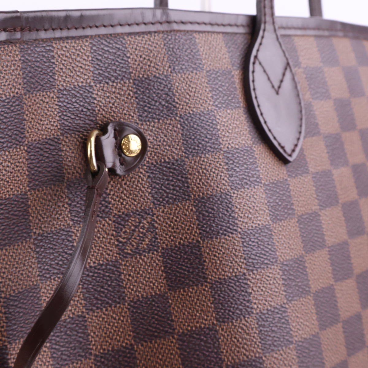 J2922 Louis Vuitton Shoulder Bag Damier Ebene Neverfull MM | Pre-Owned Brown Damier Ebene Coated Canvas; Leather