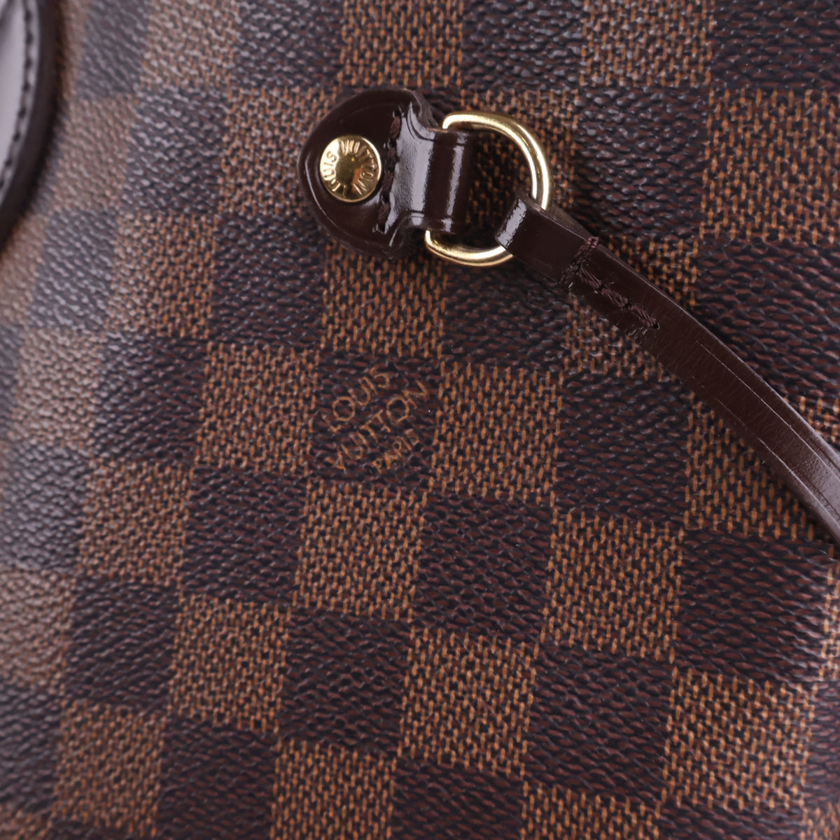 J2922 Louis Vuitton Shoulder Bag Damier Ebene Neverfull MM | Pre-Owned Brown Damier Ebene Coated Canvas; Leather