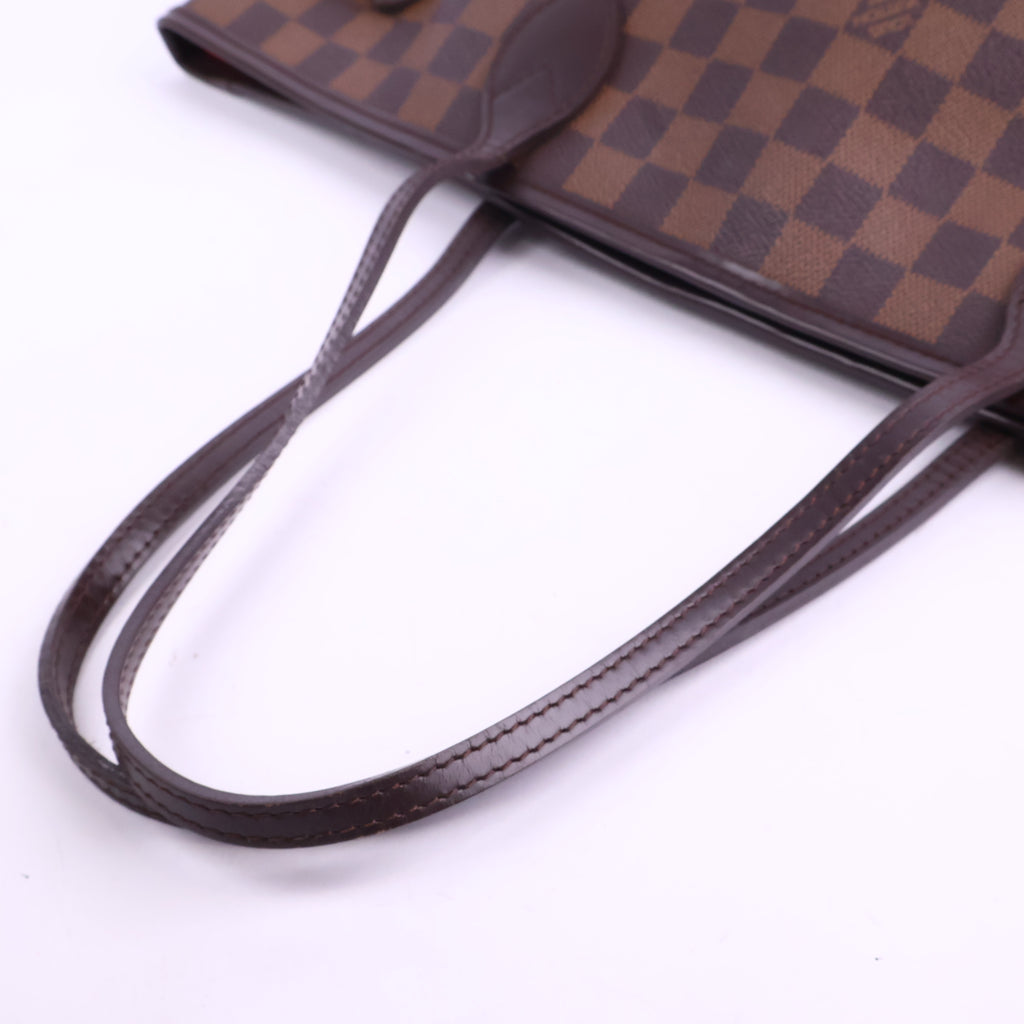 J2922 Louis Vuitton Shoulder Bag Damier Ebene Neverfull MM | Pre-Owned Brown Damier Ebene Coated Canvas; Leather