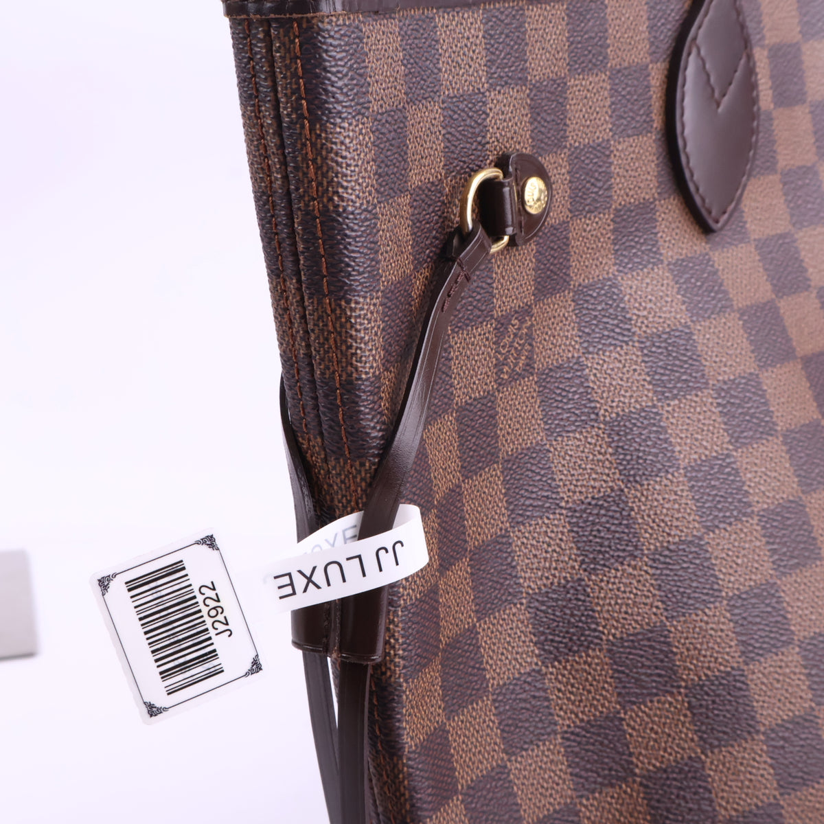 J2922 Louis Vuitton Shoulder Bag Damier Ebene Neverfull MM | Pre-Owned Brown Damier Ebene Coated Canvas; Leather