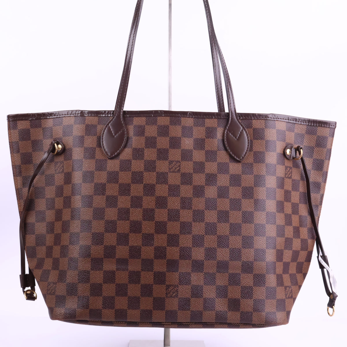 J2925 Louis Vuitton Shoulder Bag Damier Ebene Neverfull MM | Pre-Owned Brown Damier Ebene Coated Canvas; Leather