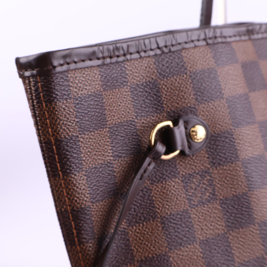 J2925 Louis Vuitton Shoulder Bag Damier Ebene Neverfull MM | Pre-Owned Brown Damier Ebene Coated Canvas; Leather