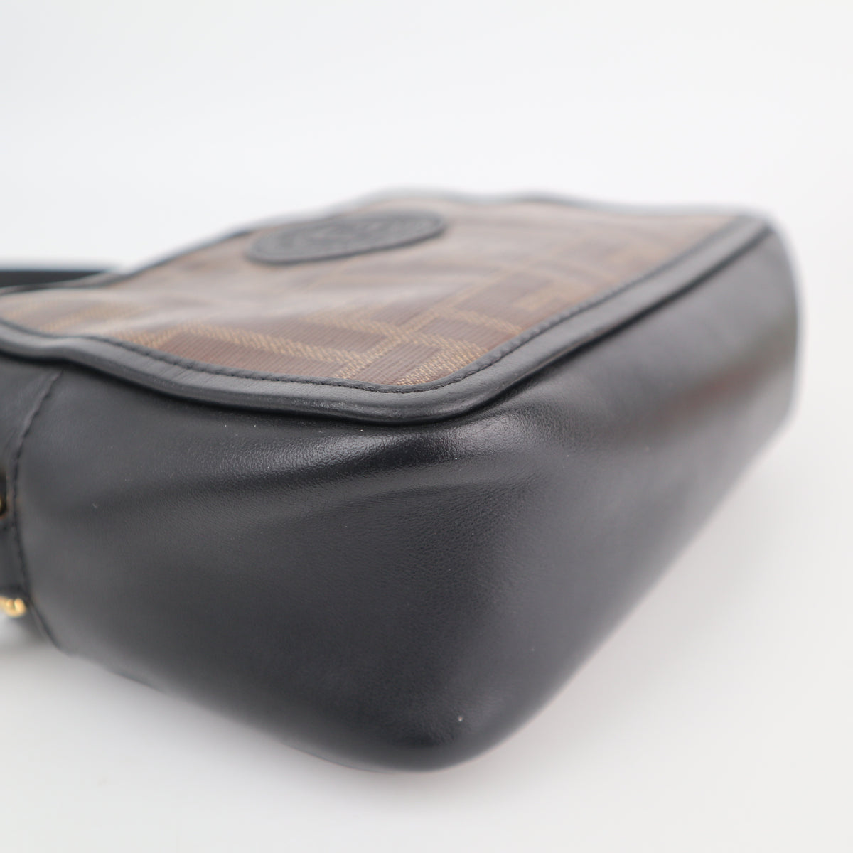 C2525 Fendi Crossbody Bag Glazed Fabric Vitello Century 1974 Stamp Camera Case | Pre-Owned Very Good Logo / Signature Leather, Glazed Fabric