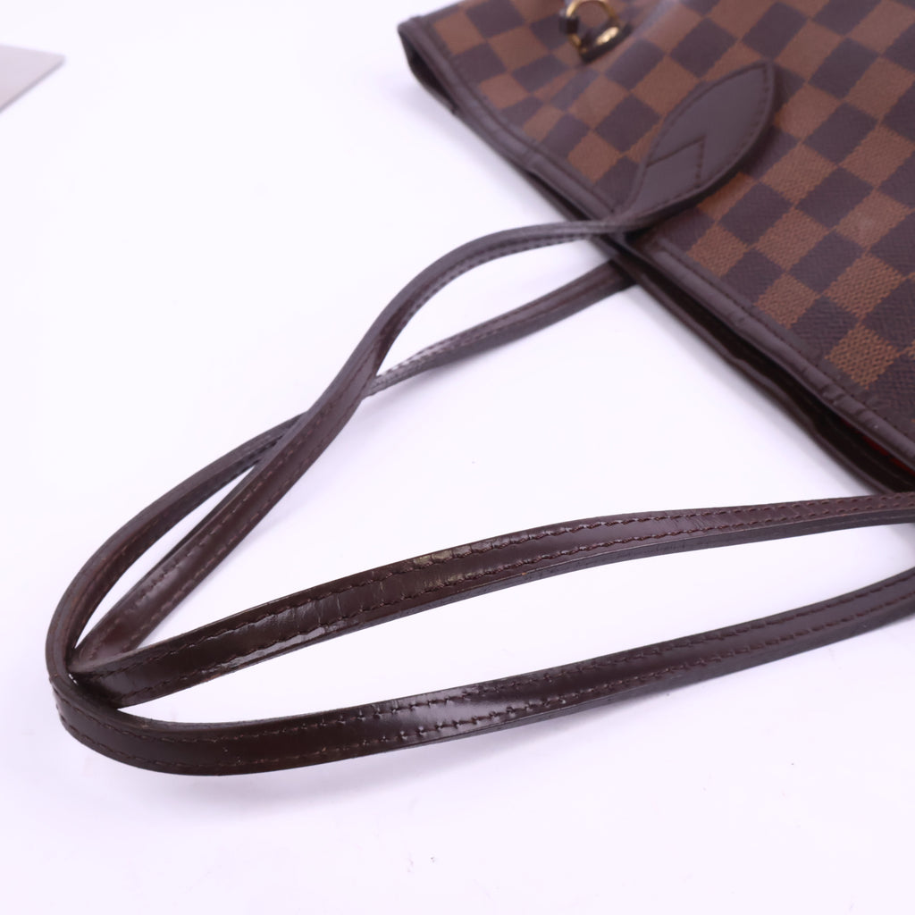 J2925 Louis Vuitton Shoulder Bag Damier Ebene Neverfull MM | Pre-Owned Brown Damier Ebene Coated Canvas; Leather