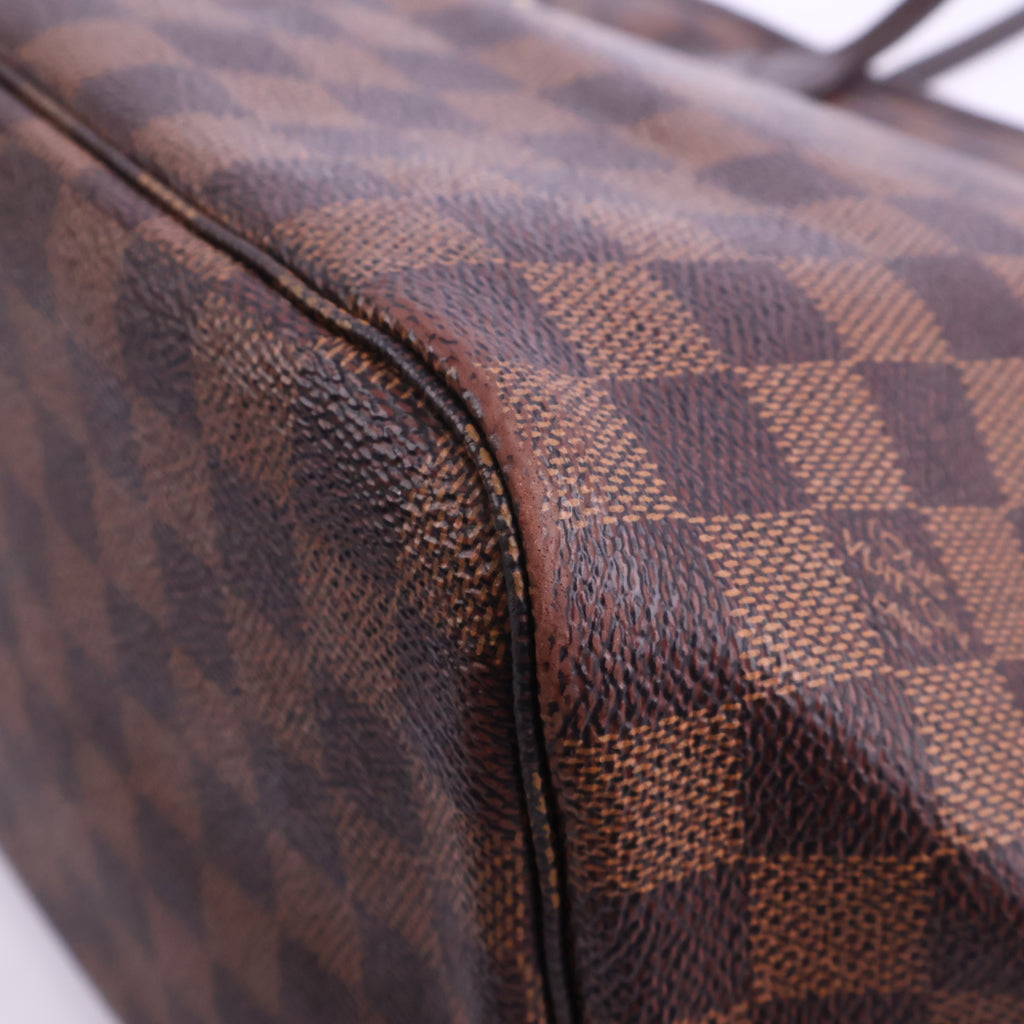 J2925 Louis Vuitton Shoulder Bag Damier Ebene Neverfull MM | Pre-Owned Brown Damier Ebene Coated Canvas; Leather