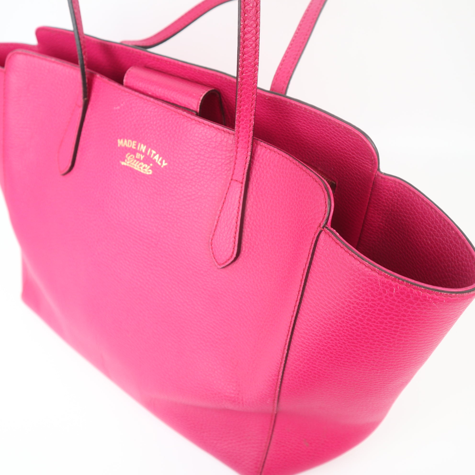 C1090 GUCCI Pink Leather Medium Swing Tote Bag-Pre Owned
