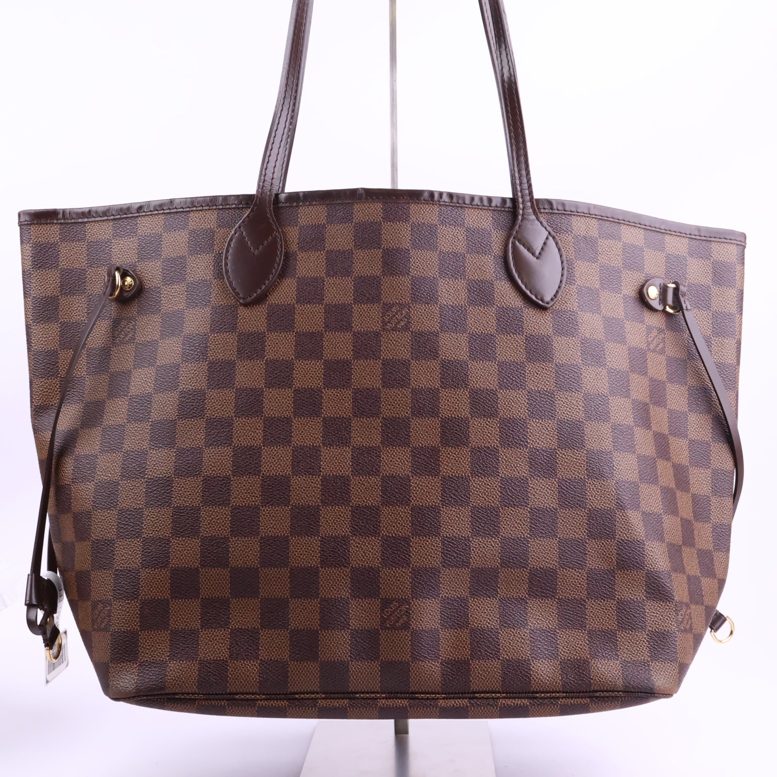 J2927 Louis Vuitton Shoulder Bag Damier Ebene Neverfull MM | Pre-Owned Brown Damier Ebene Coated Canvas; Leather