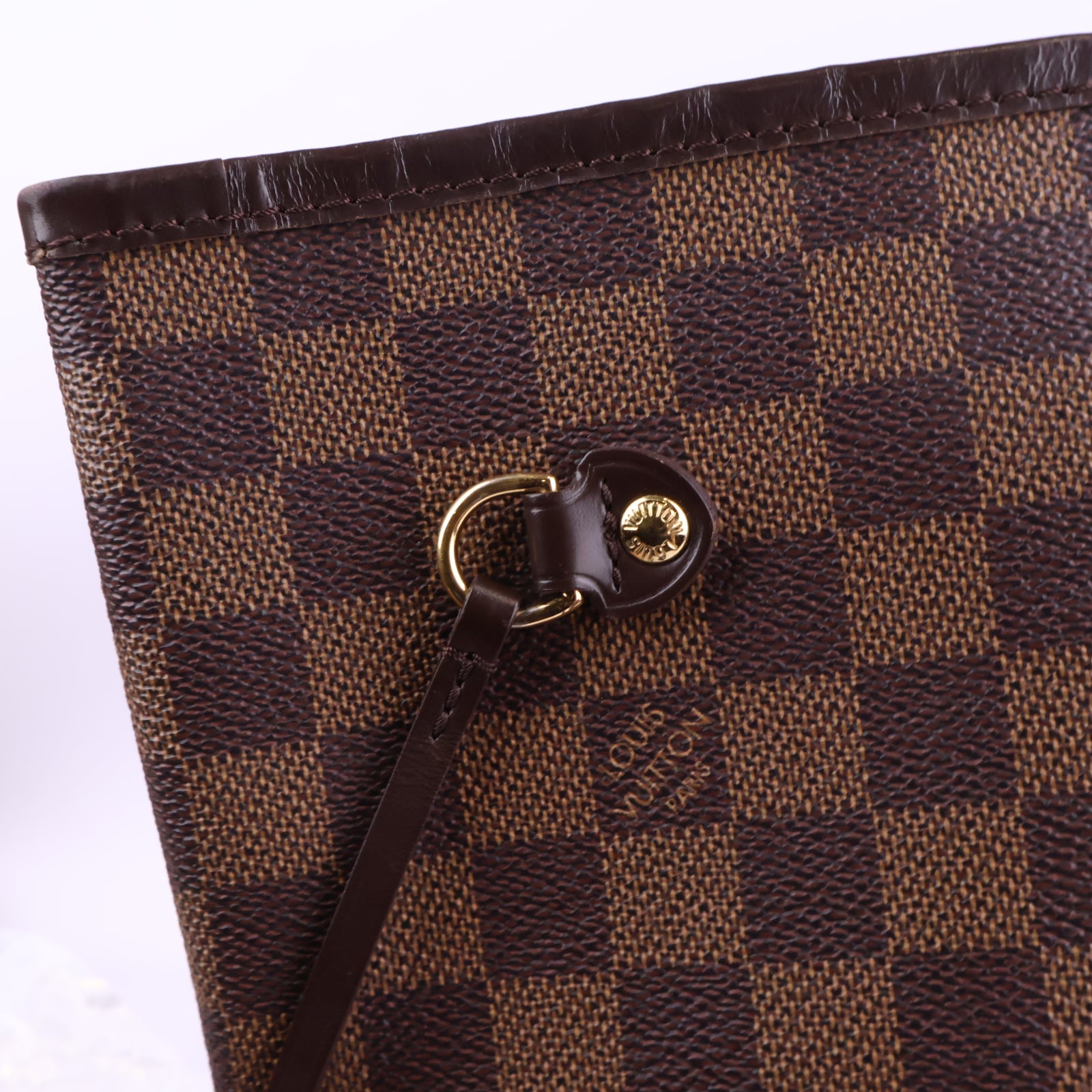 J2927 Louis Vuitton Shoulder Bag Damier Ebene Neverfull MM | Pre-Owned Brown Damier Ebene Coated Canvas; Leather