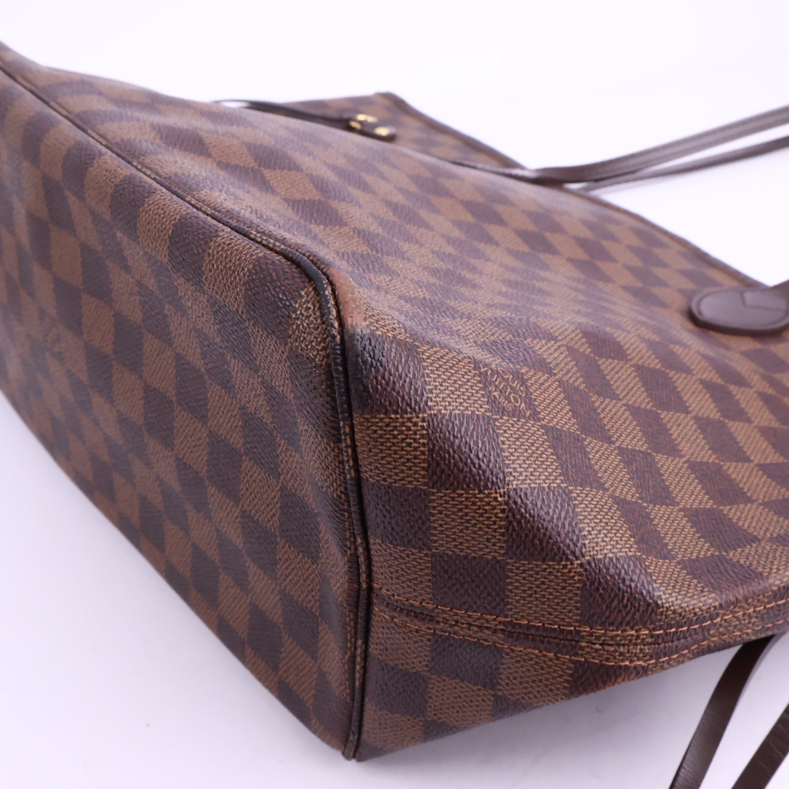 J2927 Louis Vuitton Shoulder Bag Damier Ebene Neverfull MM | Pre-Owned Brown Damier Ebene Coated Canvas; Leather